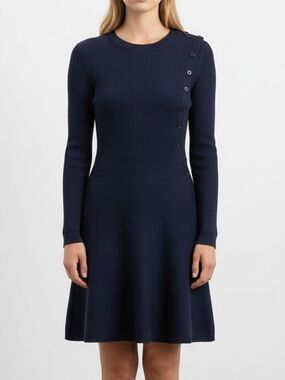 Banana Republic Dark Blue Knit Dress with Button Accents